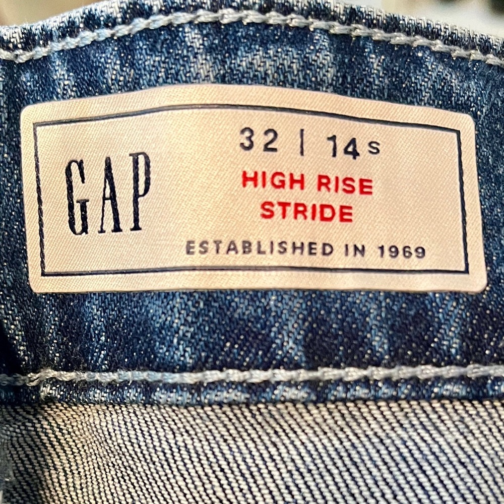 GAP two tone high rise stride wide leg cropped jeans - Picture 4 of 5